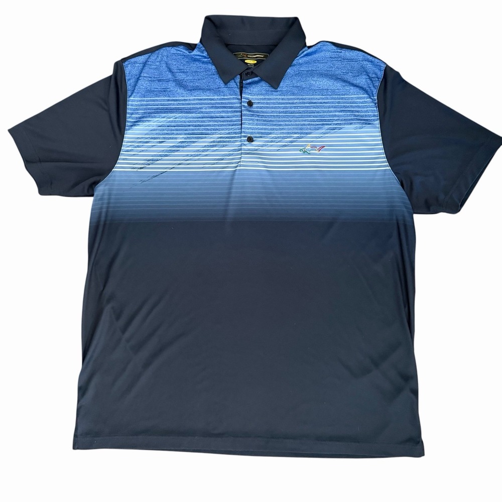 Greg Norman Performance Polo Men's XXL Blue Striped Ombre Golf Play